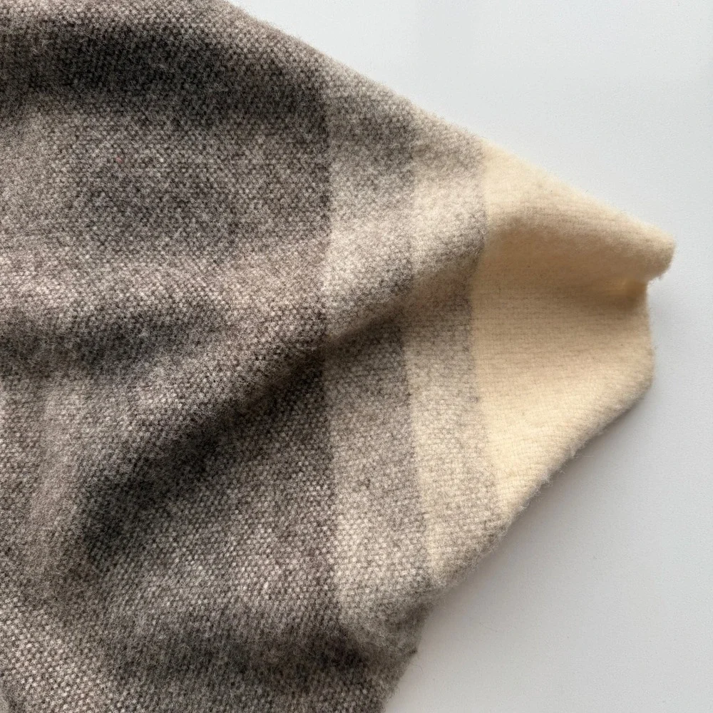Rusk & Finch New Zealand Pure New Wool Woven Natural Color Fringed Shrug Wrap OS